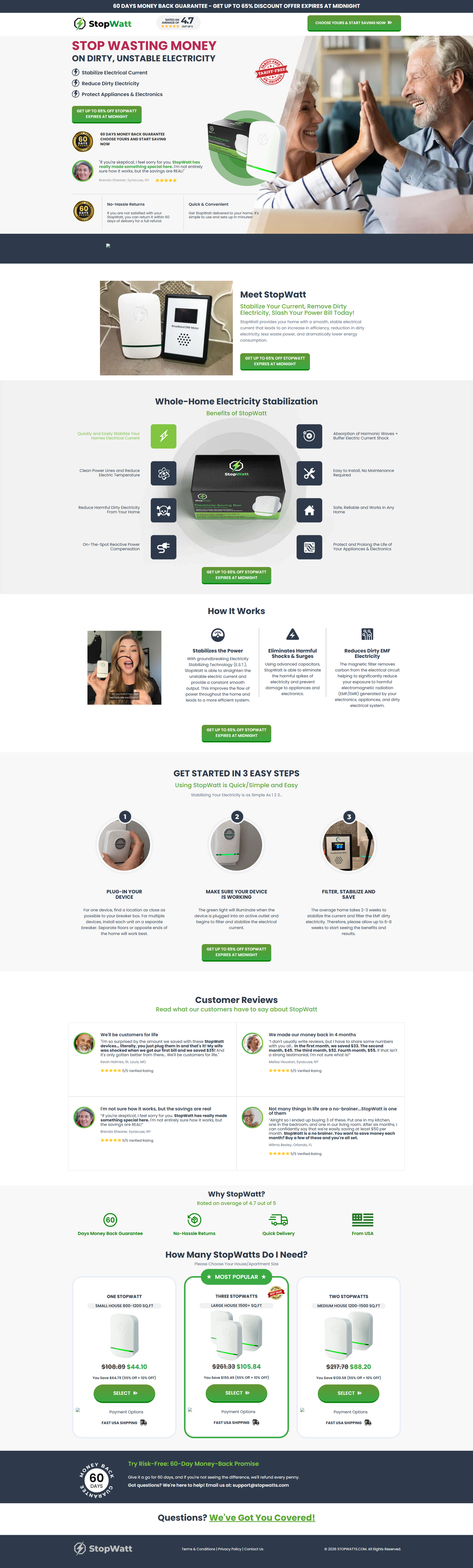 StopWatt Official — Stop Wasting Money On Dirty Unstable Electricity — Home Energy Saver Device